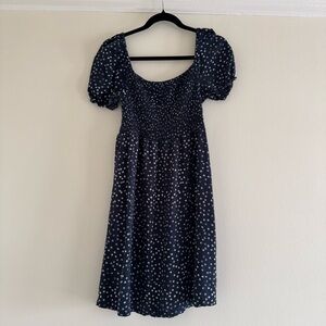 Y2K Roxy Size M Hello Petal Babydoll Dress WORN ONCE! Navy Blue Polka Dot